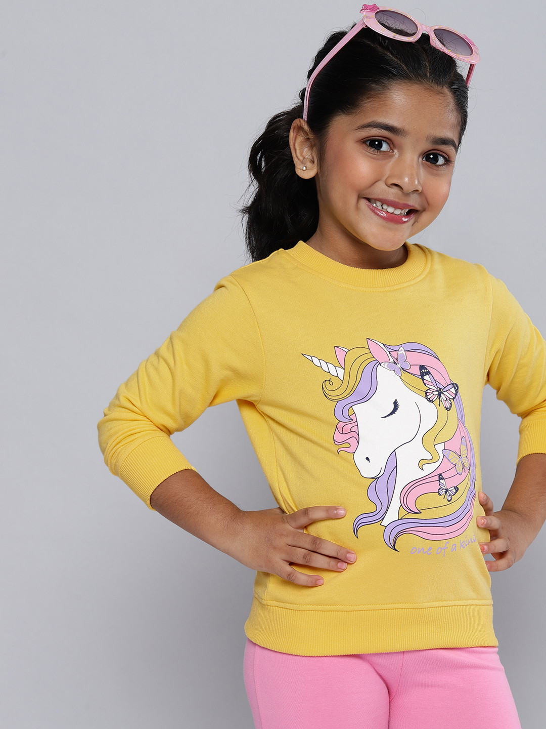 

HERE&NOW Girls Yellow Printed Sweatshirt