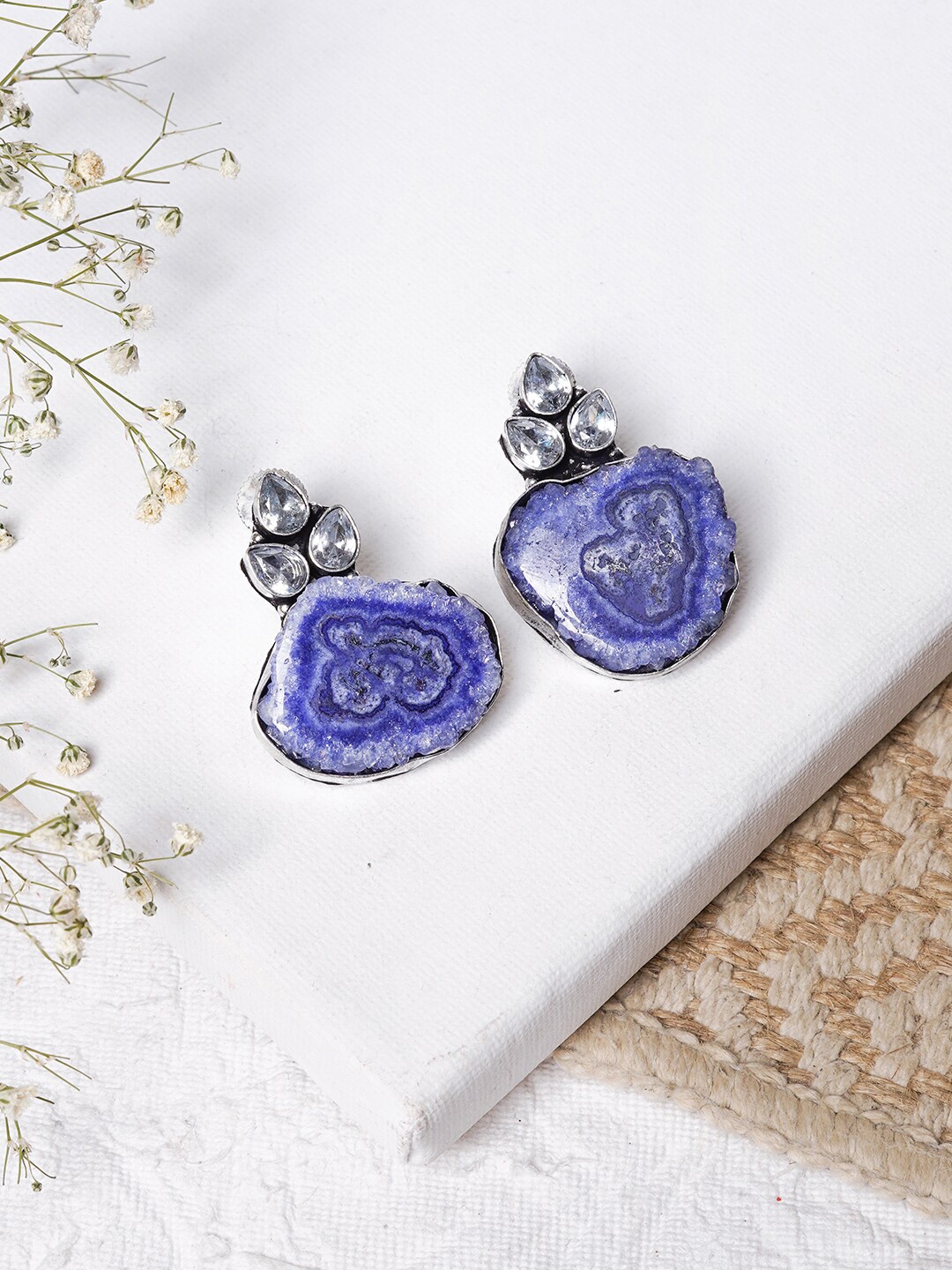 

TEEJH Silver-Toned Contemporary Studs Earrings