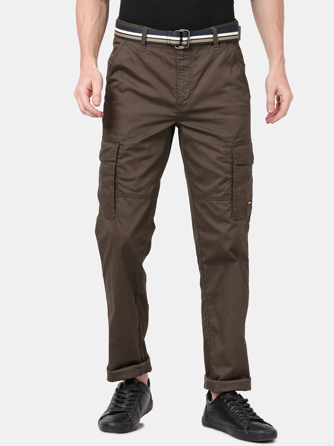 

t-base Men Olive Green Easy Wash Cargos Trousers