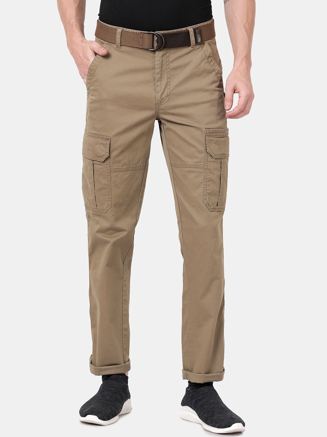 

t-base Men Khaki Easy Wash Cargos Trousers