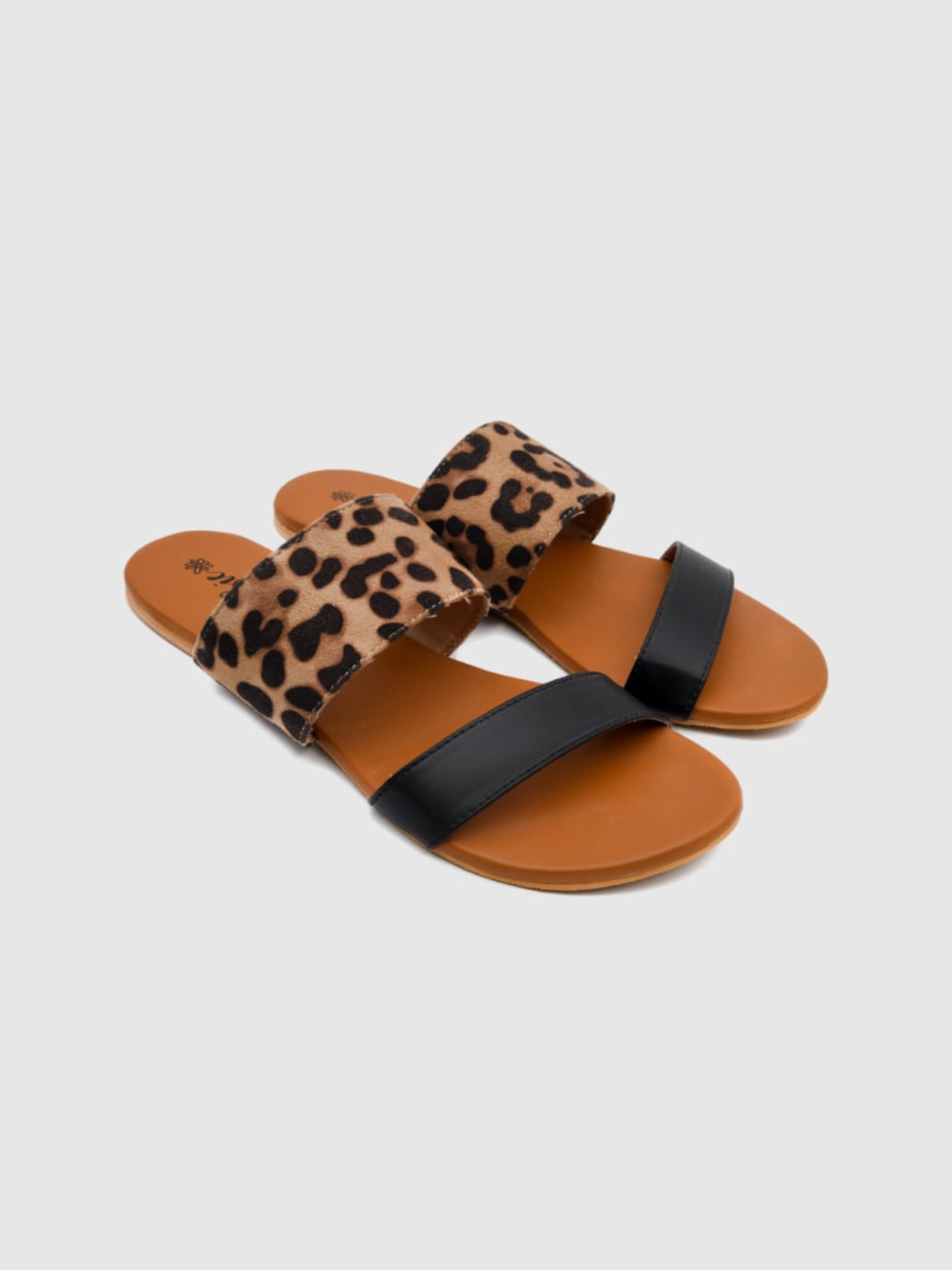 

daisie Women Camel Brown Printed Open Toe Flats with Bows