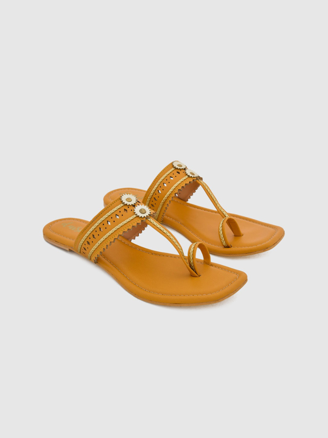 

daisie Women Mustard Embellished One Toe Flats
