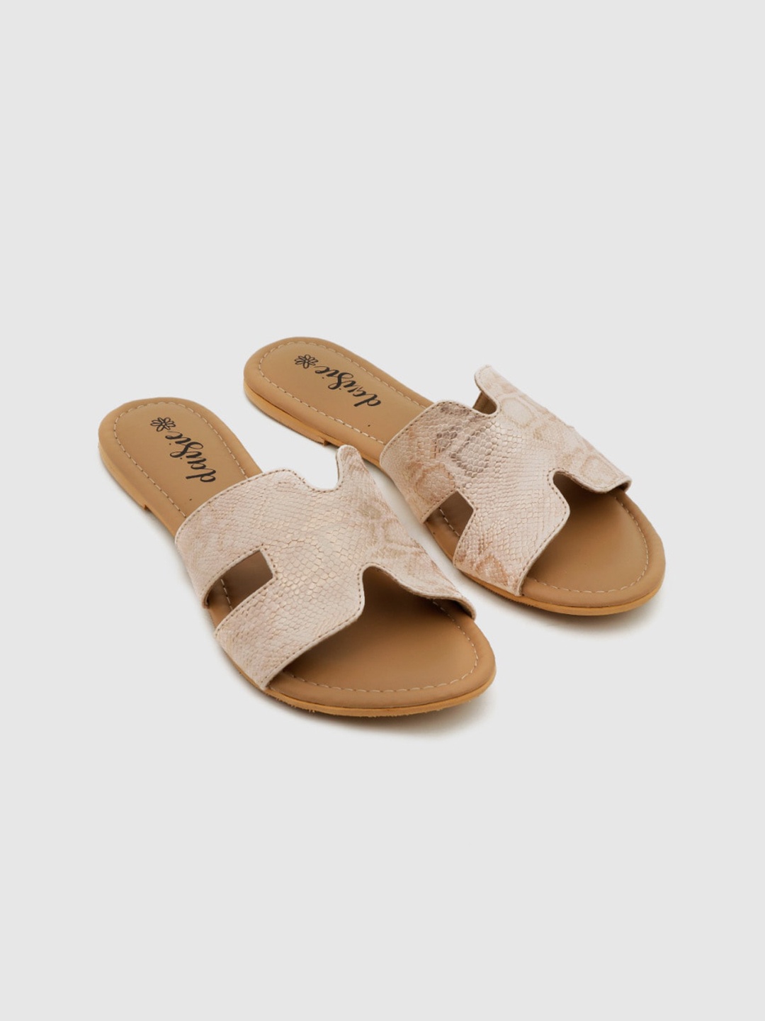 

daisie Women Rose Gold Textured Open Toe Flats with Bows