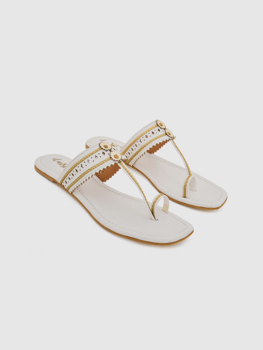 

daisie Women White Embellished T-Strap Flats