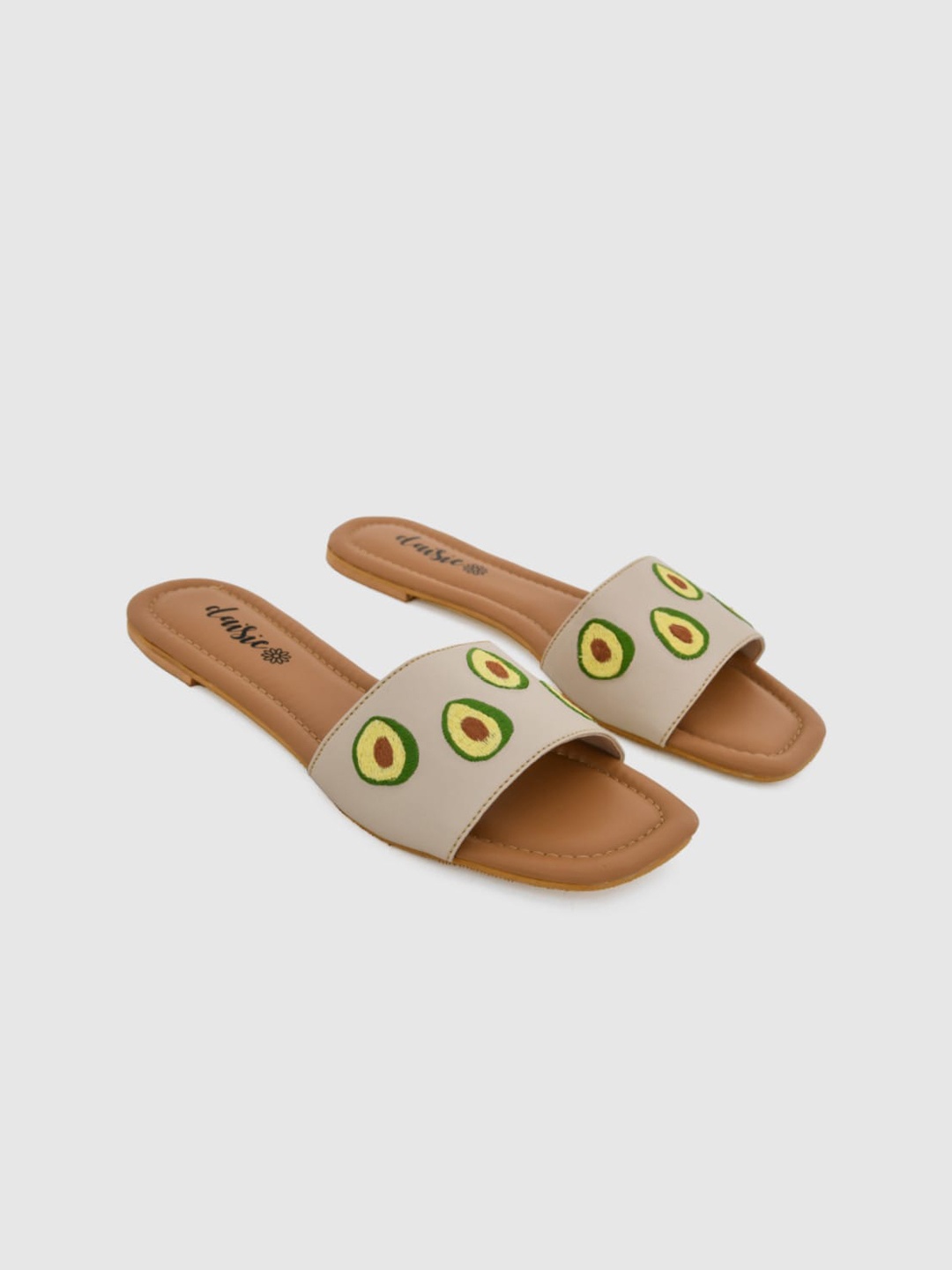 

daisie Women Green E Avacado Embroidery Vegan Flats