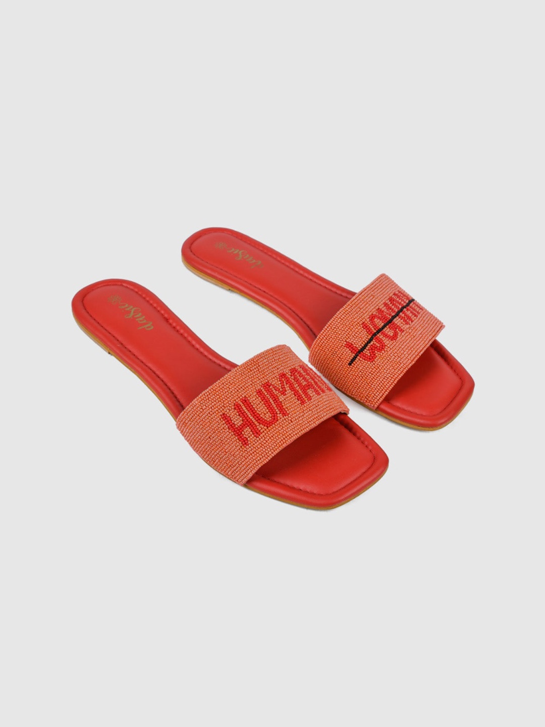

daisie Women Red Embellished Open Toe Flats with Buckles