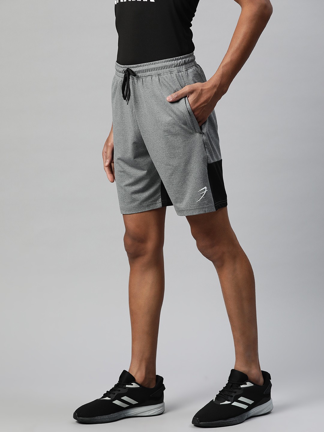 

FUAARK Men Grey Melange Colourblocked Slim Fit Training or Gym Sports Shorts
