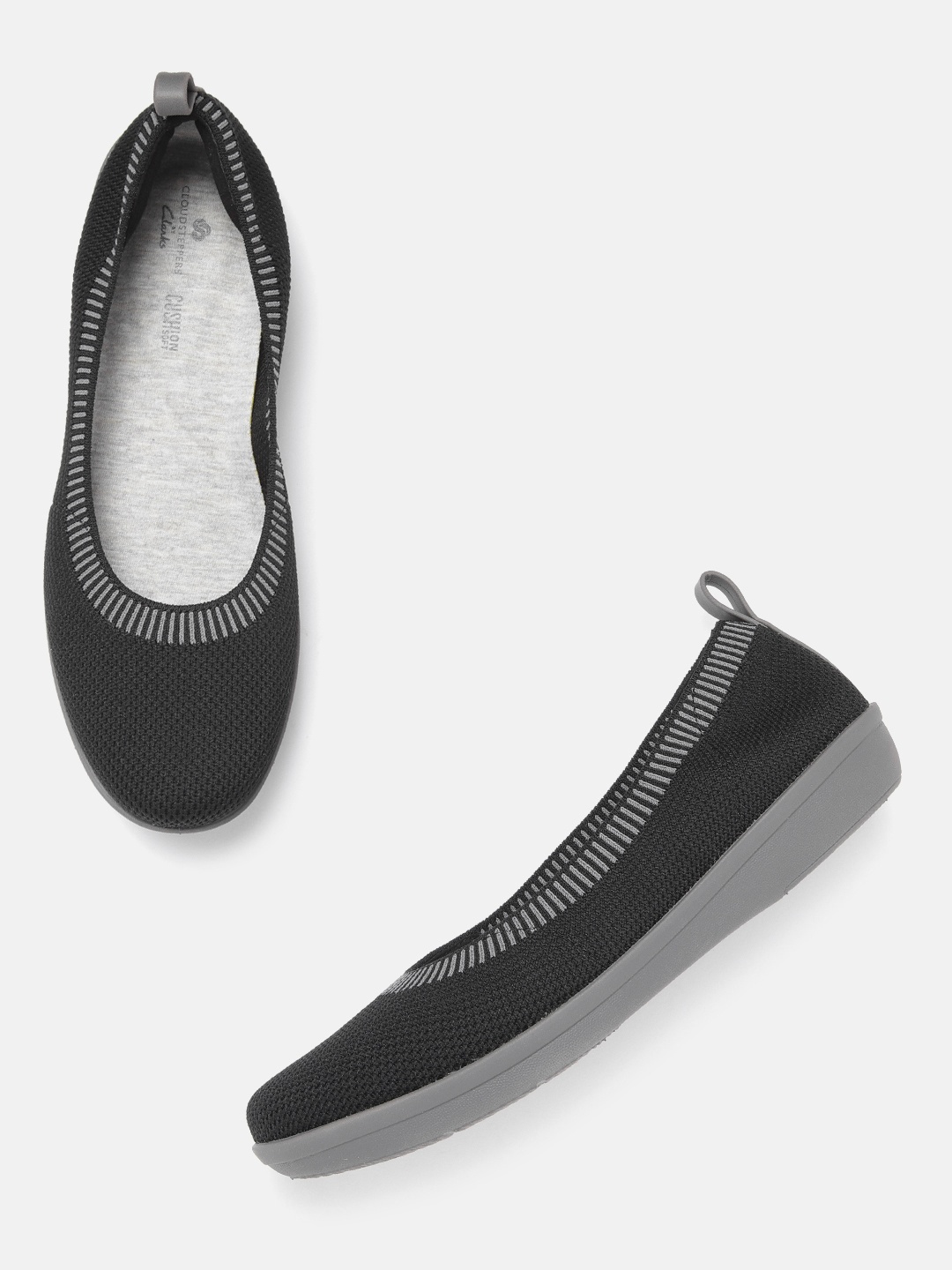 

Clarks Women Black Woven Design Slip-On Sneakers