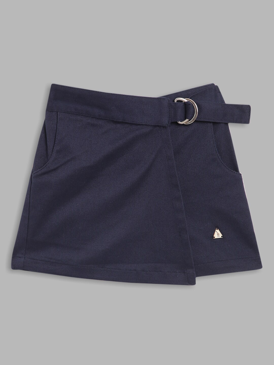 

Blue Giraffe Girls Navy Blue Solid Pure Cotton Mini Skirt