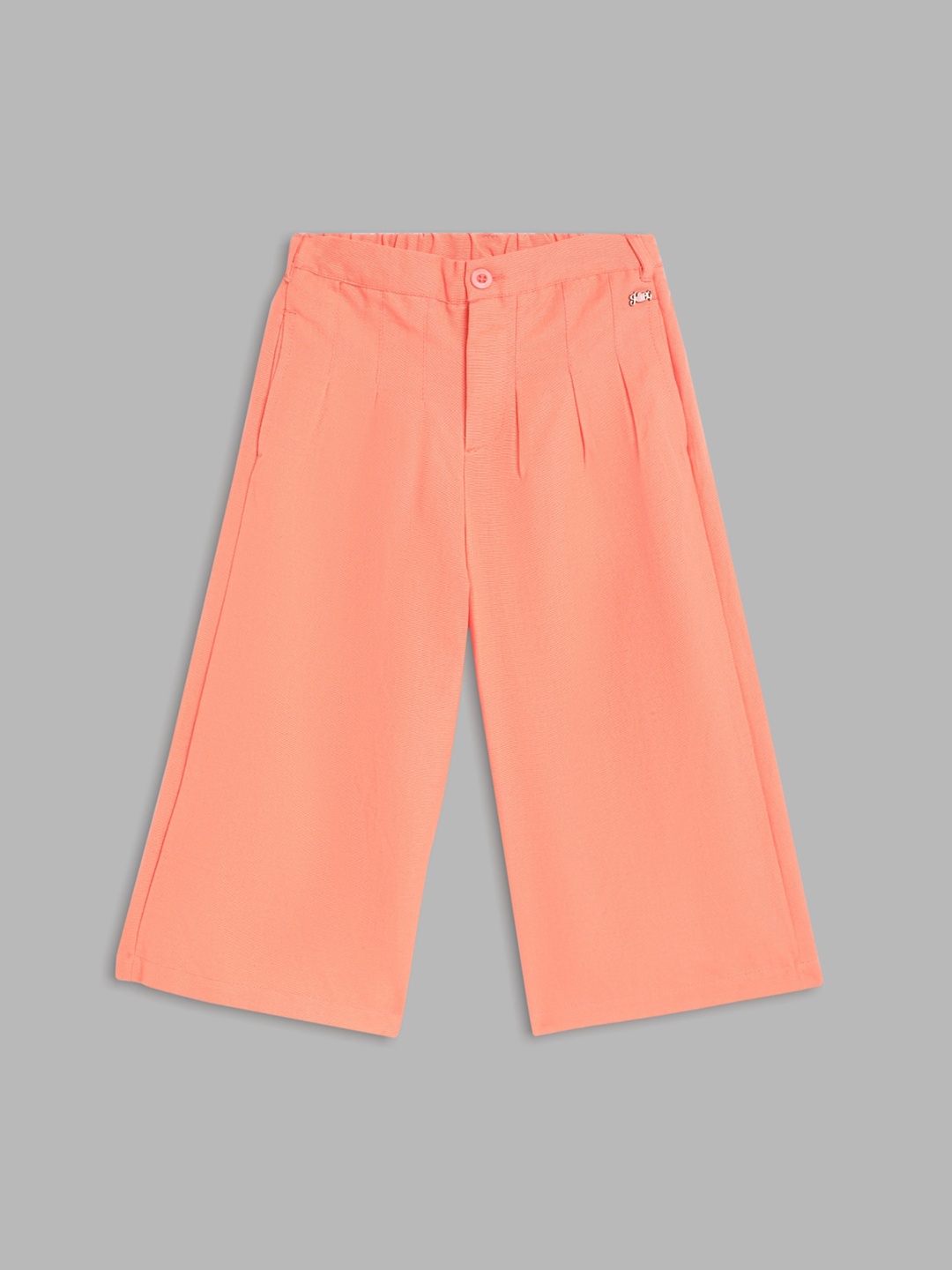 

Blue Giraffe Girls Peach-Coloured Straight Fit Pleated Culottes Trousers