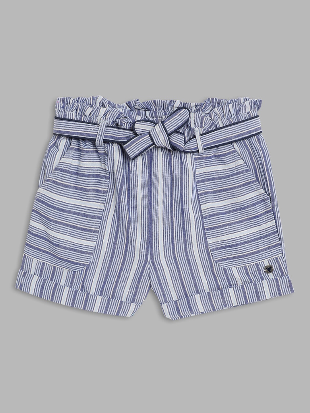 

Blue Giraffe Girls Multicoloured Striped Shorts, Multi