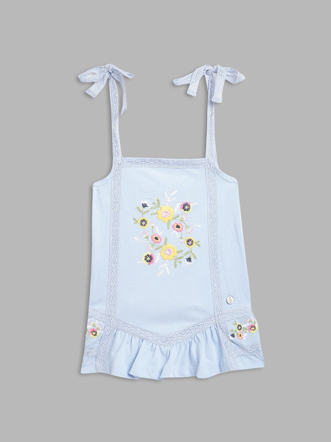 

Blue Giraffe Girls Blue Printed Applique T-shirt