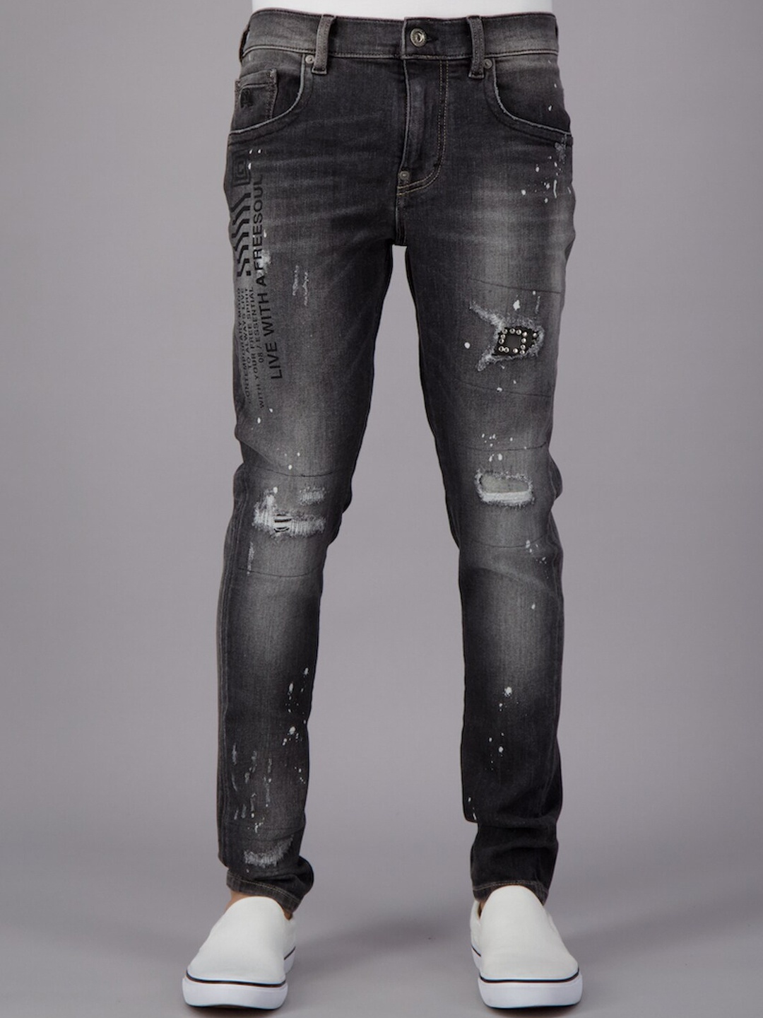 

FREESOUL Men Grey Skinny Fit Mildly Distressed Heavy Fade Jeans