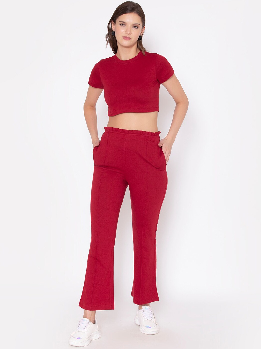 

FLAWLESS Women Red Solid Co-Ords