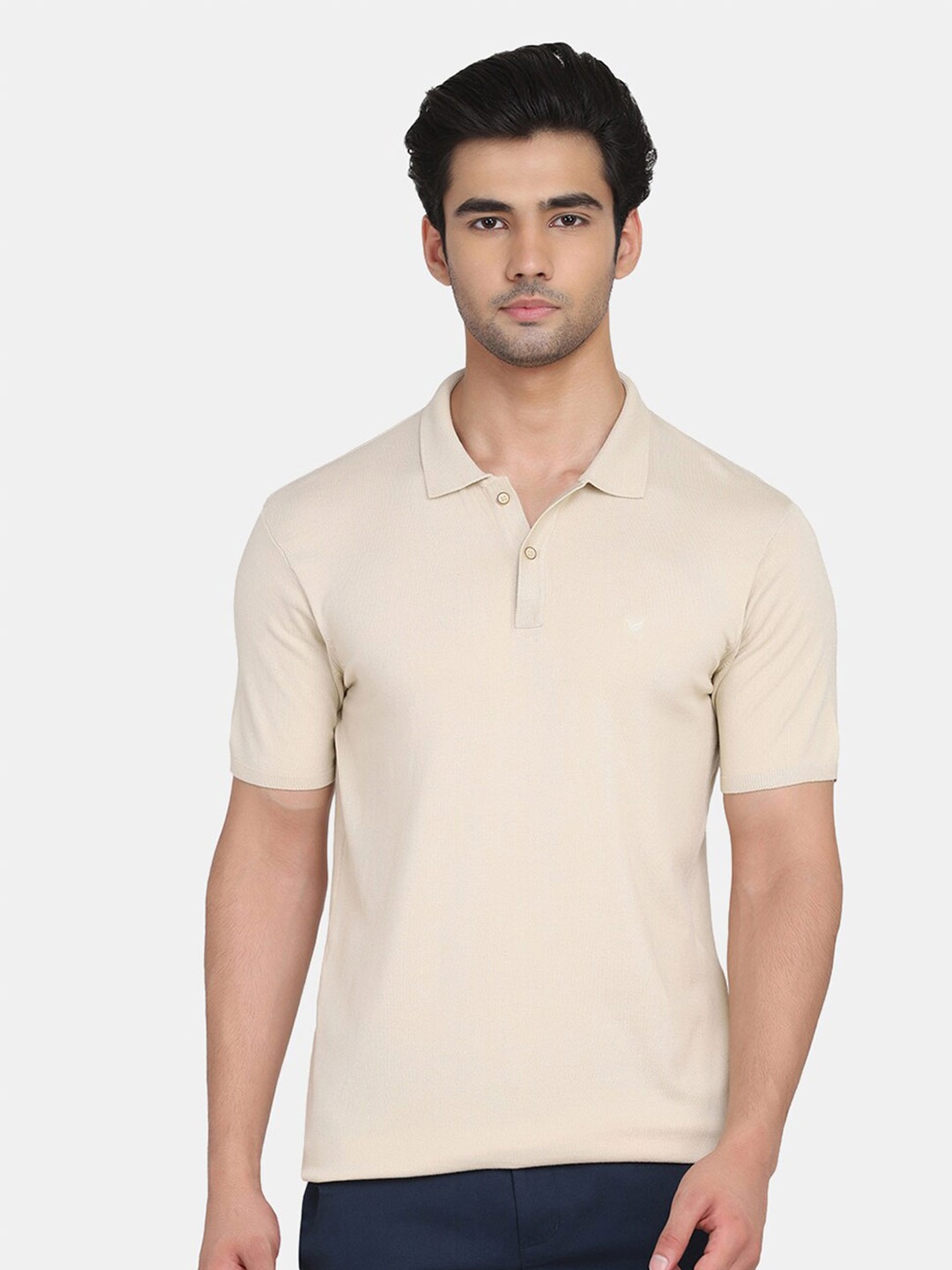 

Blackberrys Men Beige Polo Collar Slim Fit T-shirt