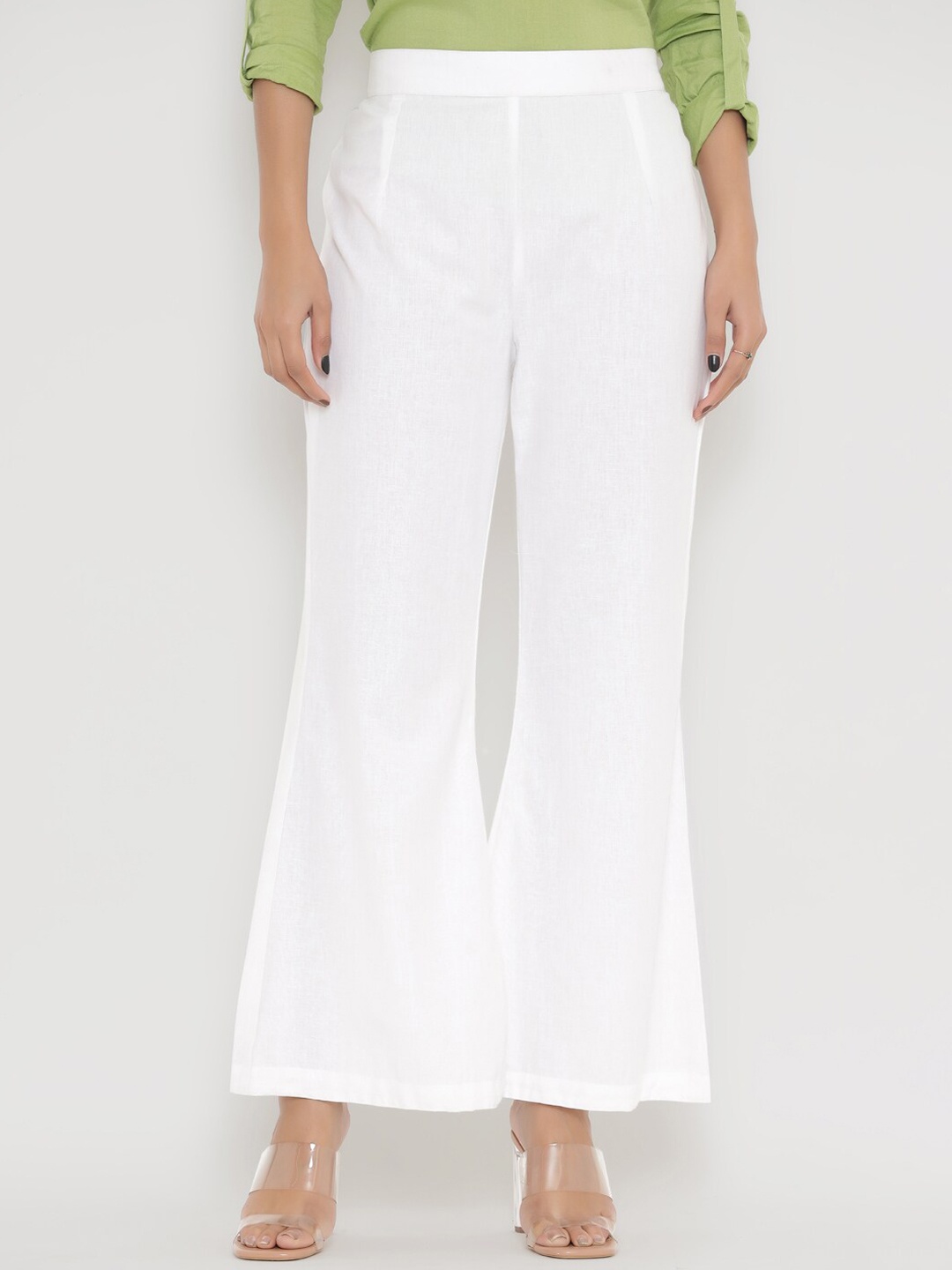 

PINKVILLE JAIPUR Women White Flared Trousers