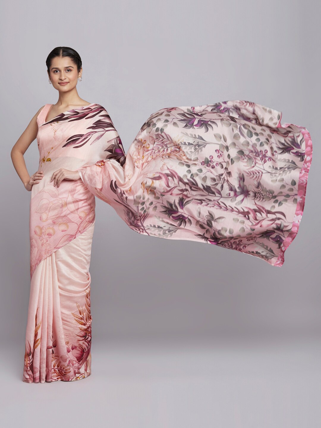 

navyasa Pink & Purple Saree