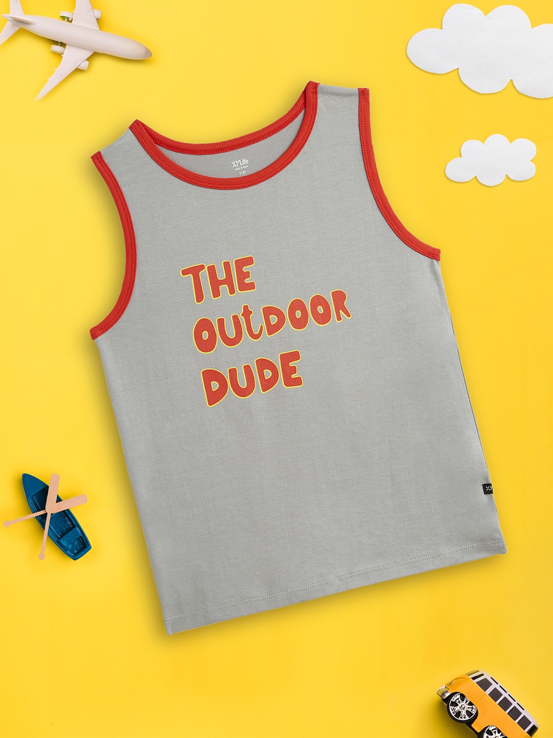 

XY Life Boys Grey Playmate Combed Cotton Outer Vest