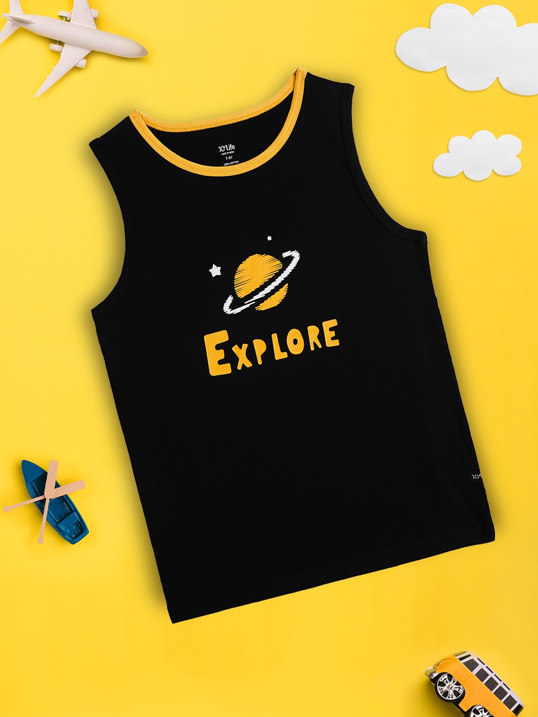 

XY Life Boys Black Playmate Black Combed Cotton Outer Vests