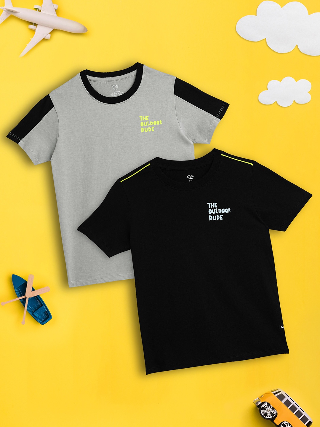 

XY Life Boys Pack Of 2 Playmate Super Combed Cotton T-shirt, Multi