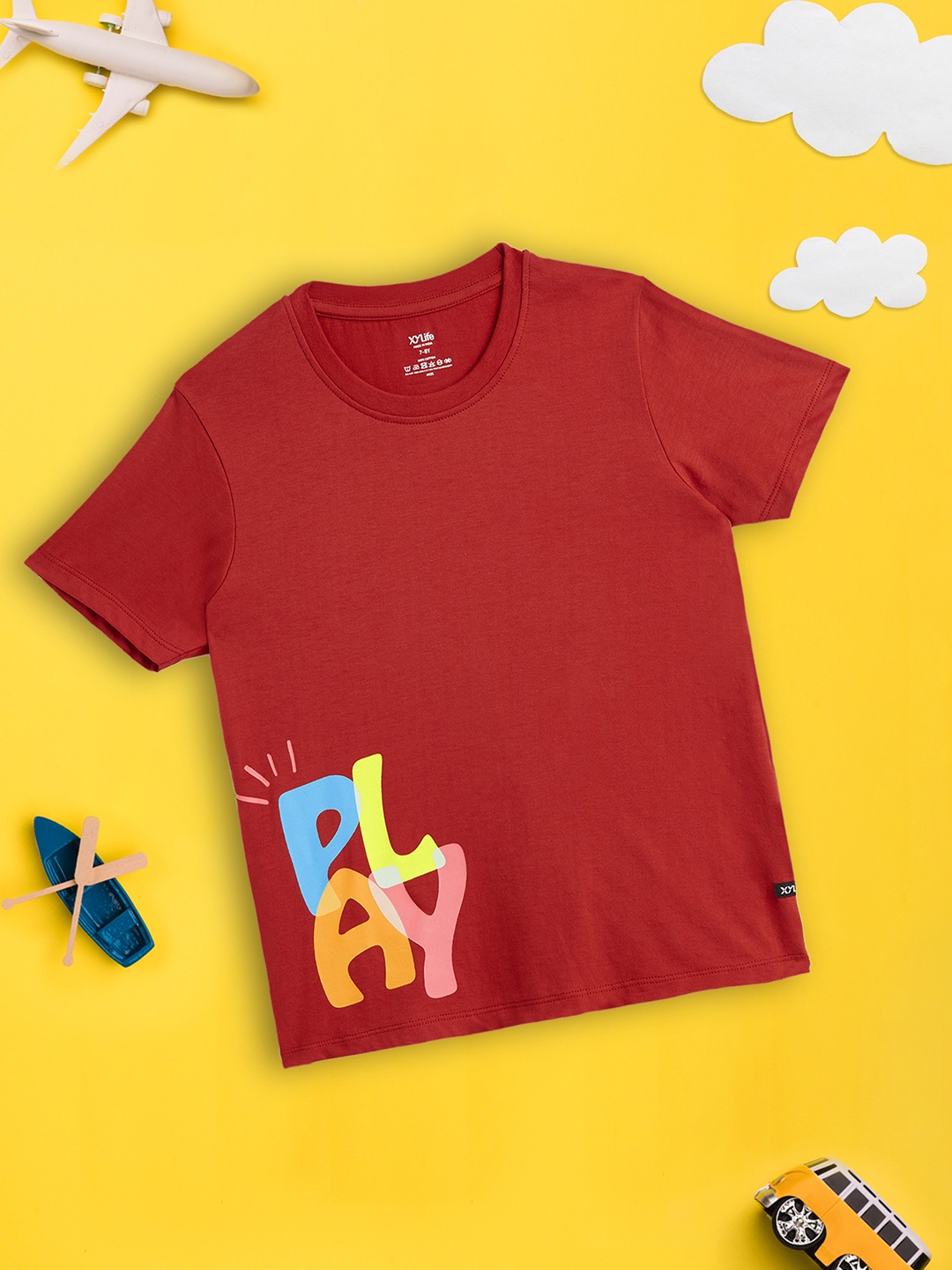 

XY Life Boys Red Playmate Super Combed Cotton T-shirt