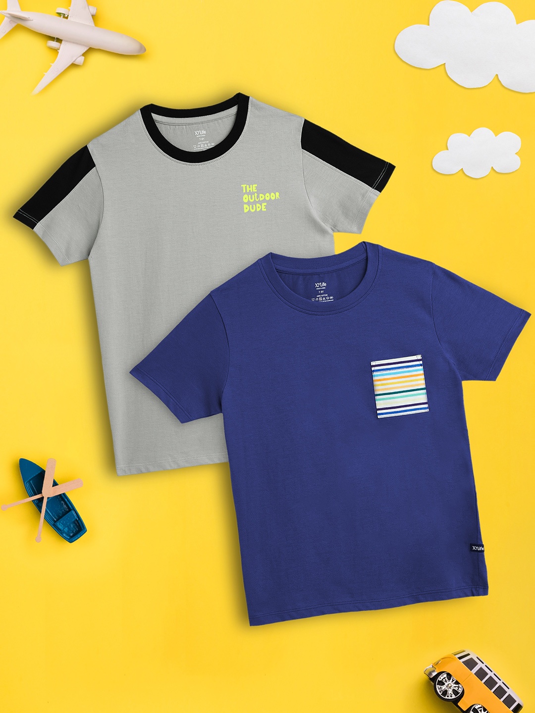 

XY Life Boys Pack Of 2 Playmate Super Combed Cotton T-shirt, Multi