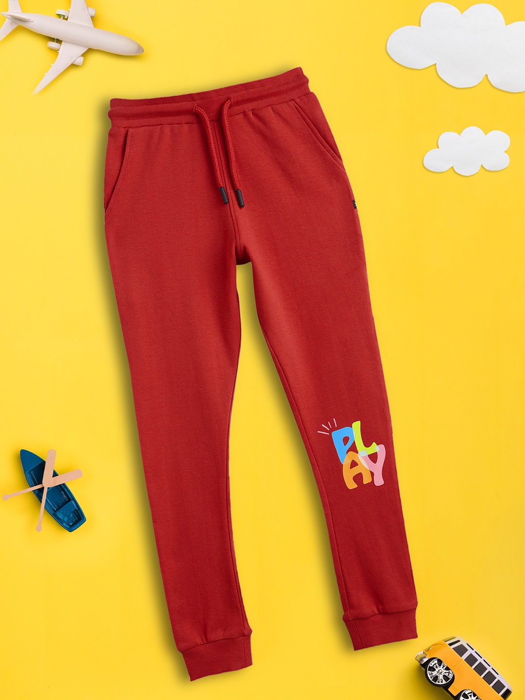 

XY Life Boys Dark Red Solid Intelliease Pure Combed Cotton Joggers