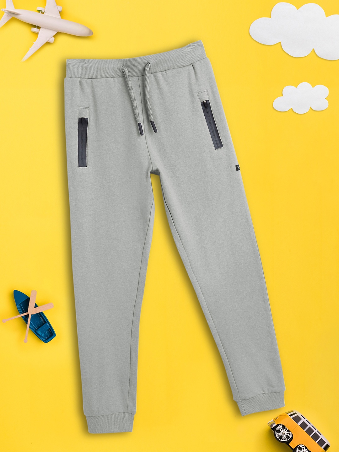 

XY Life Boys Grey Solid Relaxed Fit Intelliease Combed Cotton Joggers