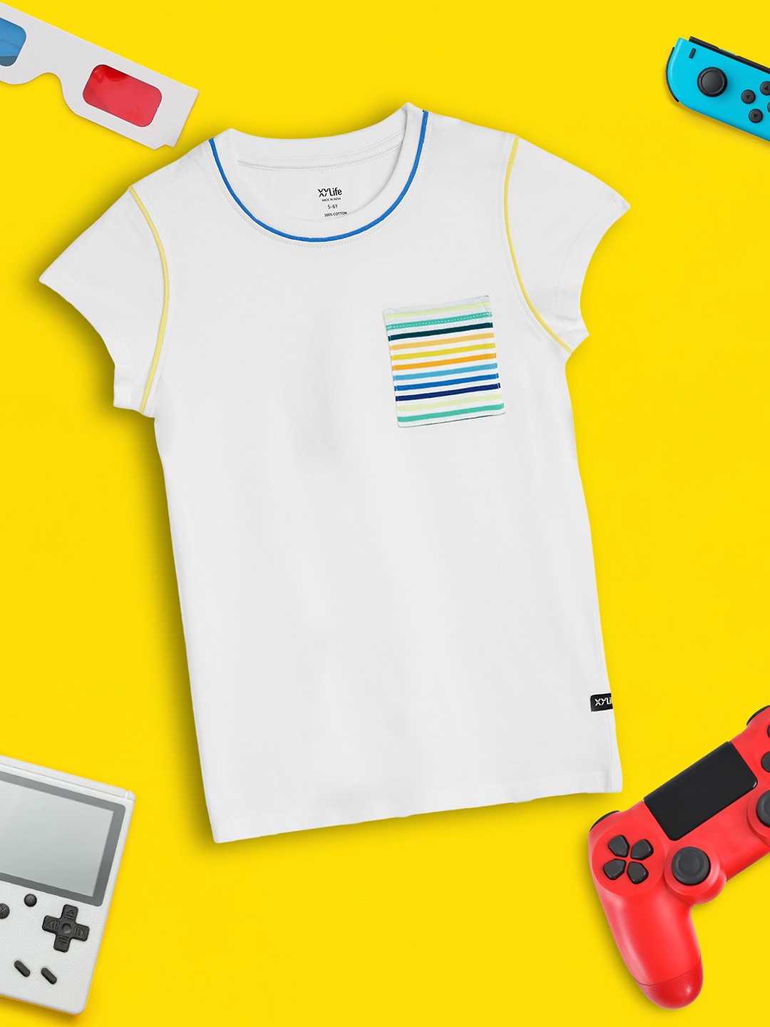 

XY Life Girls White Playmate Super Combed Cotton T-shirt