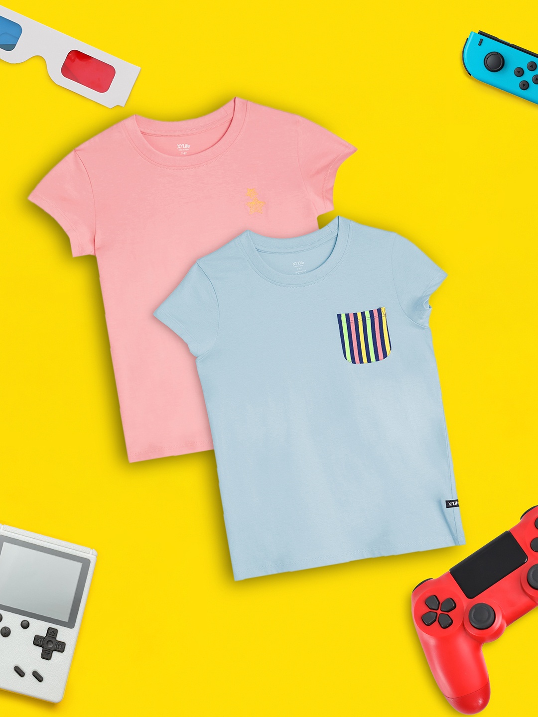 

XY Life Girls Pack of 2 Playmate Super Combed Cotton T-shirt, Multi
