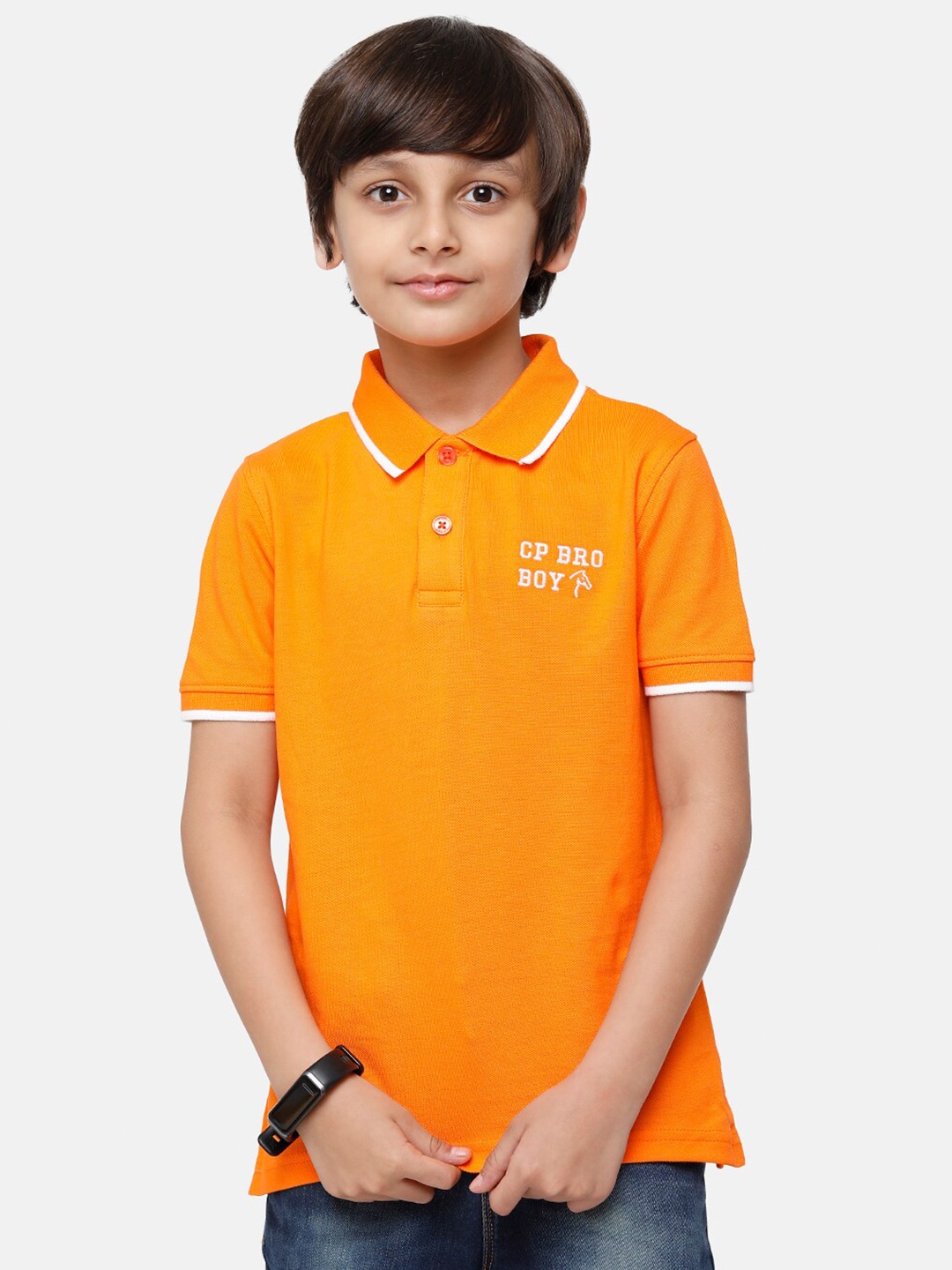 

CP BRO Boys Yellow Polo Collar Slim Fit T-shirt