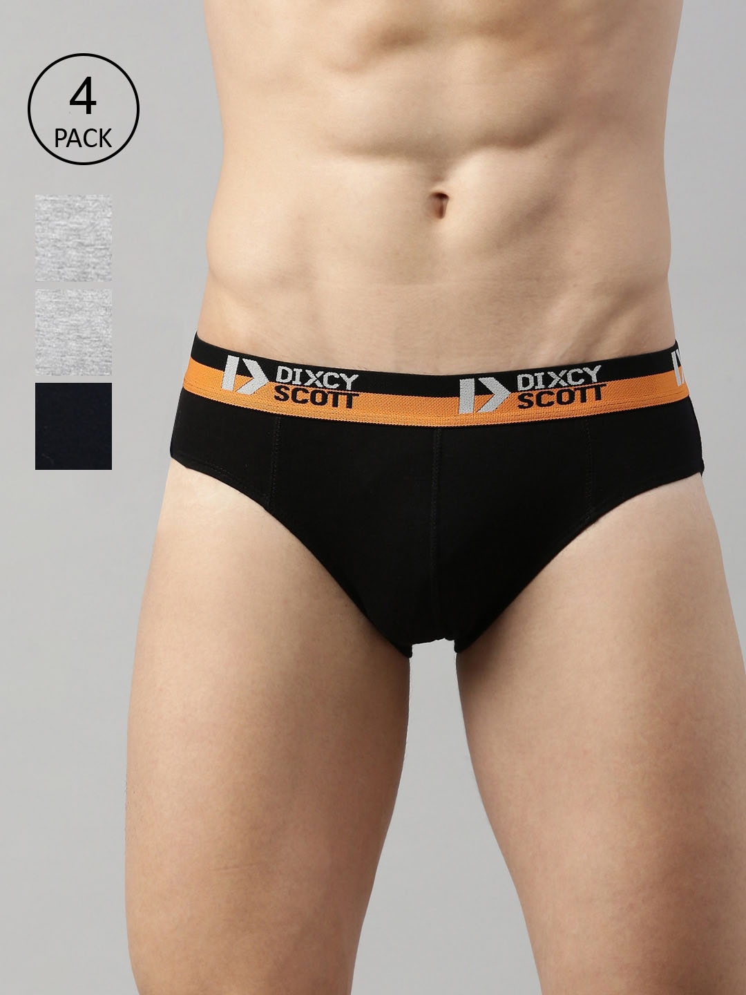 

DIXCY SCOTT Men Pack Of 4 Solid Cotton Basic Briefs, Grey