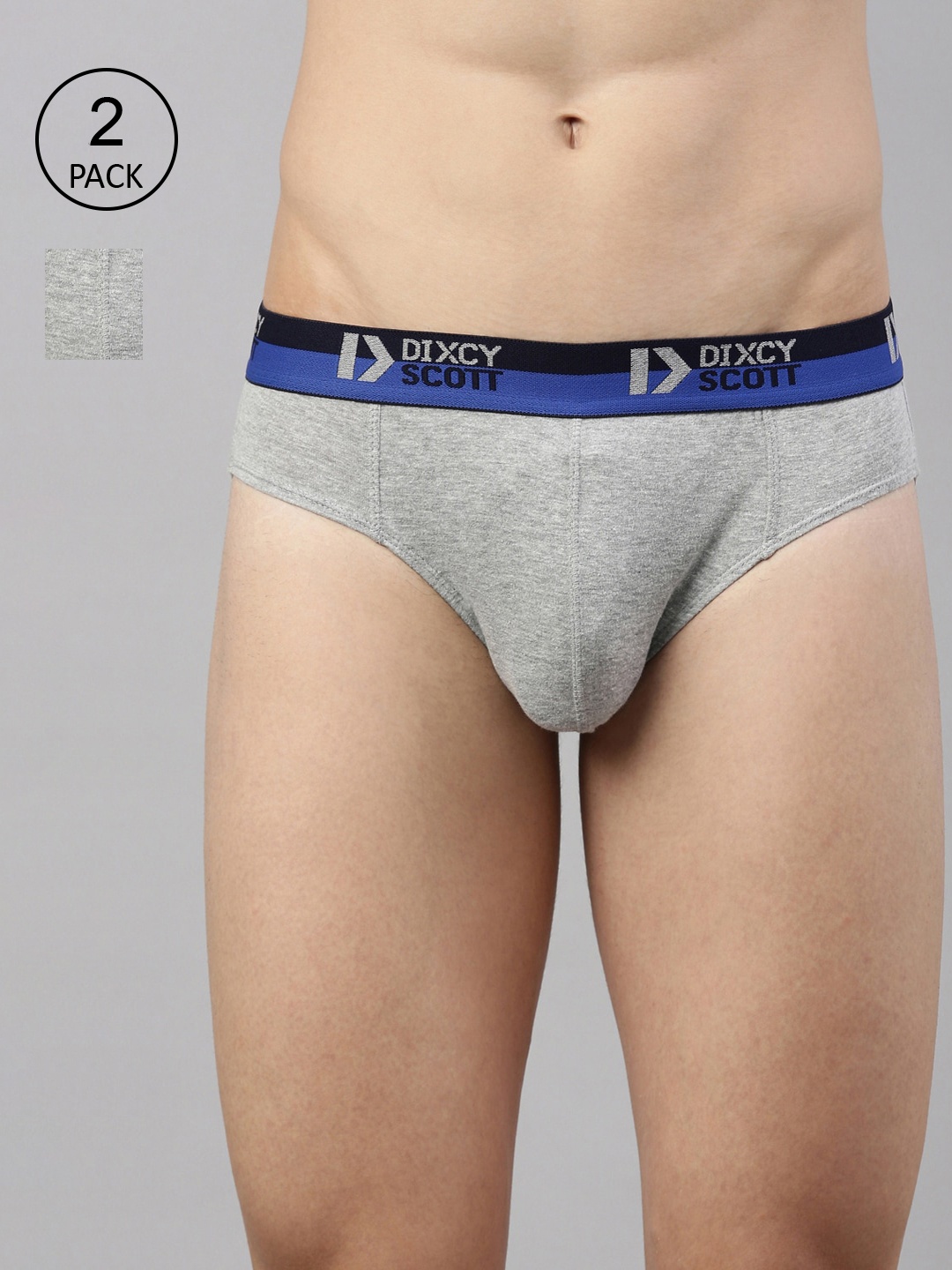 

DIXCY SCOTT Men Pack Of 2 Solid Cotton Basic Briefs, Grey