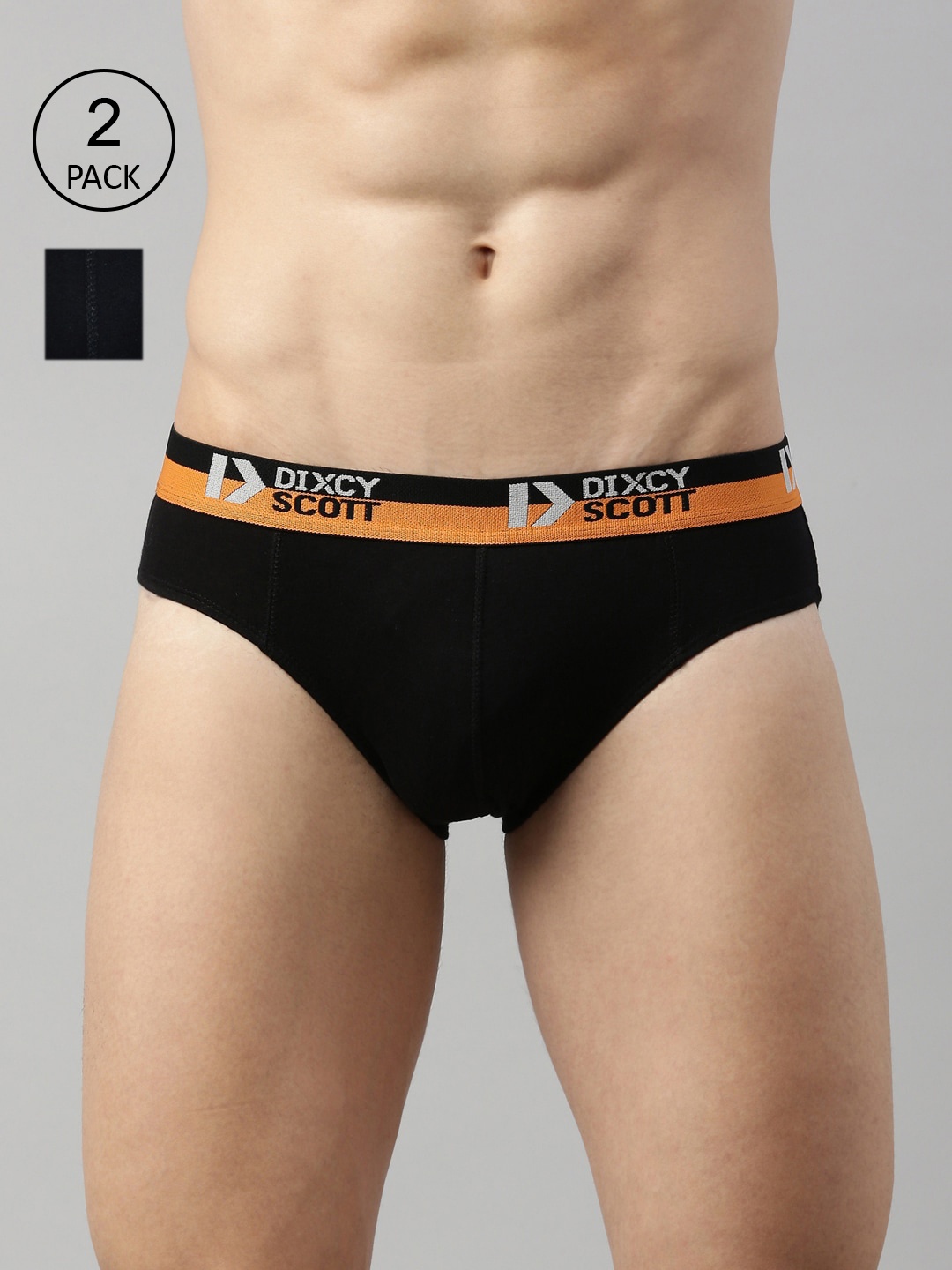 

DIXCY SCOTT Men Pack Of 2 Solid Cotton Basic Briefs, Multi