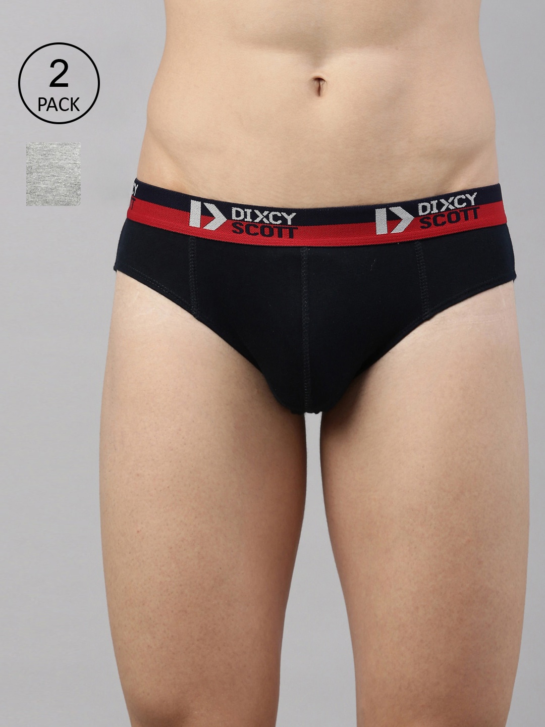 

DIXCY SCOTT Men Pack Of 2 Solid Cotton Basic Briefs, Black