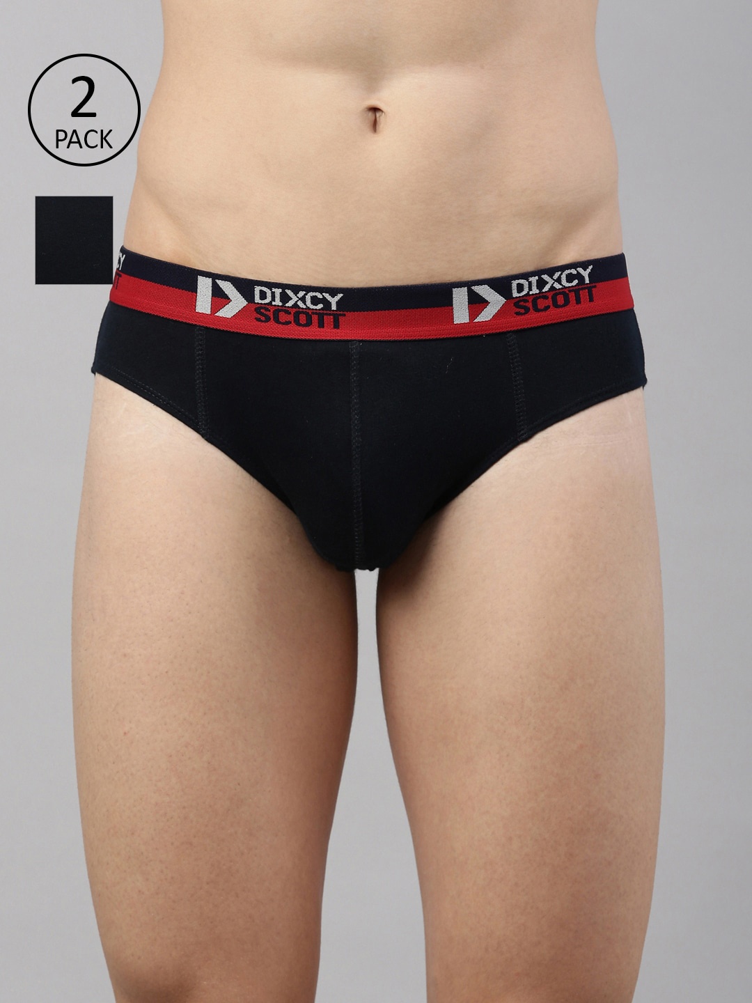 

DIXCY SCOTT Men Pack Of 2 Navy-Blue Solid Cotton Basic Briefs