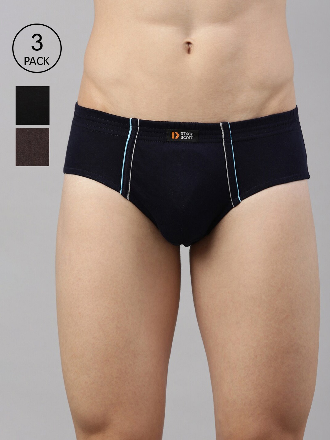

DIXCY SCOTT Men Pack Of 3 Solid Cotton Briefs, Multi
