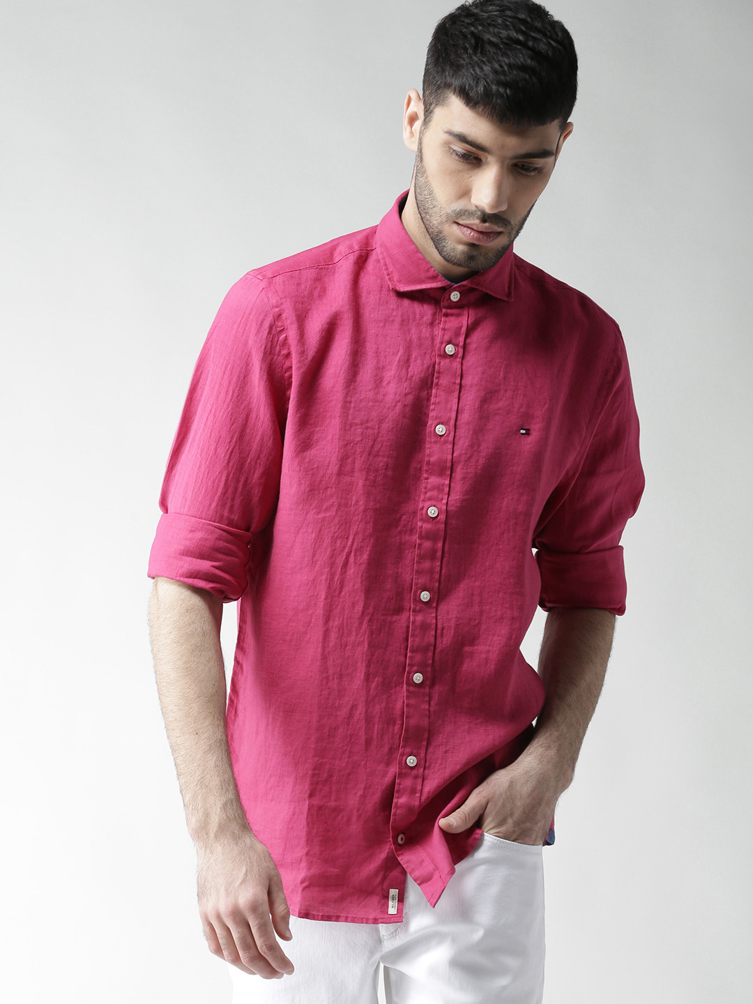 

Tommy Hilfiger Men Pink New York Fit Linen Solid Casual Shirt