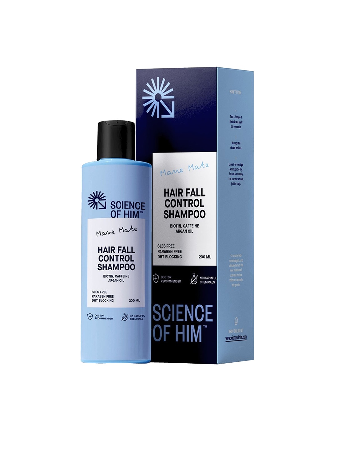 

Science of Him Men Hair Fall Control Shampoo with Biotin, Caffeine & Argan Oil 200ml, White