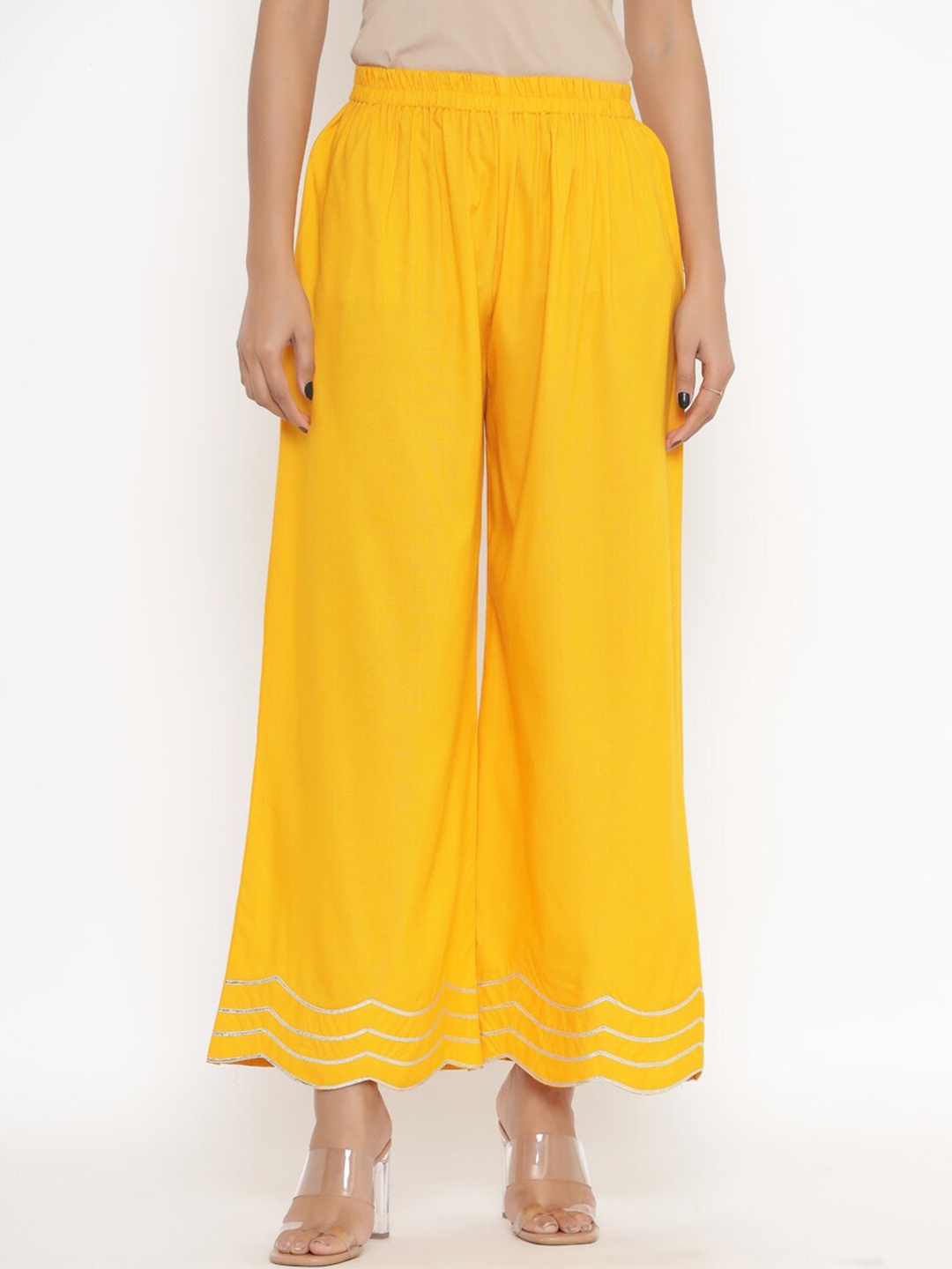 

PINKVILLE JAIPUR Women Mustard Yellow Palazzos