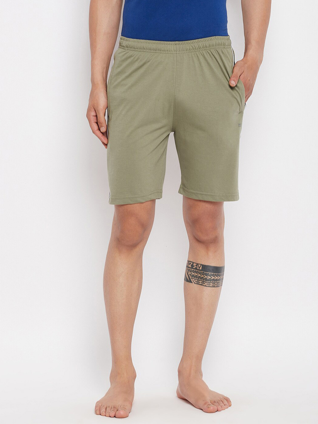 

Okane Men Olive Green & White Lounge Shorts