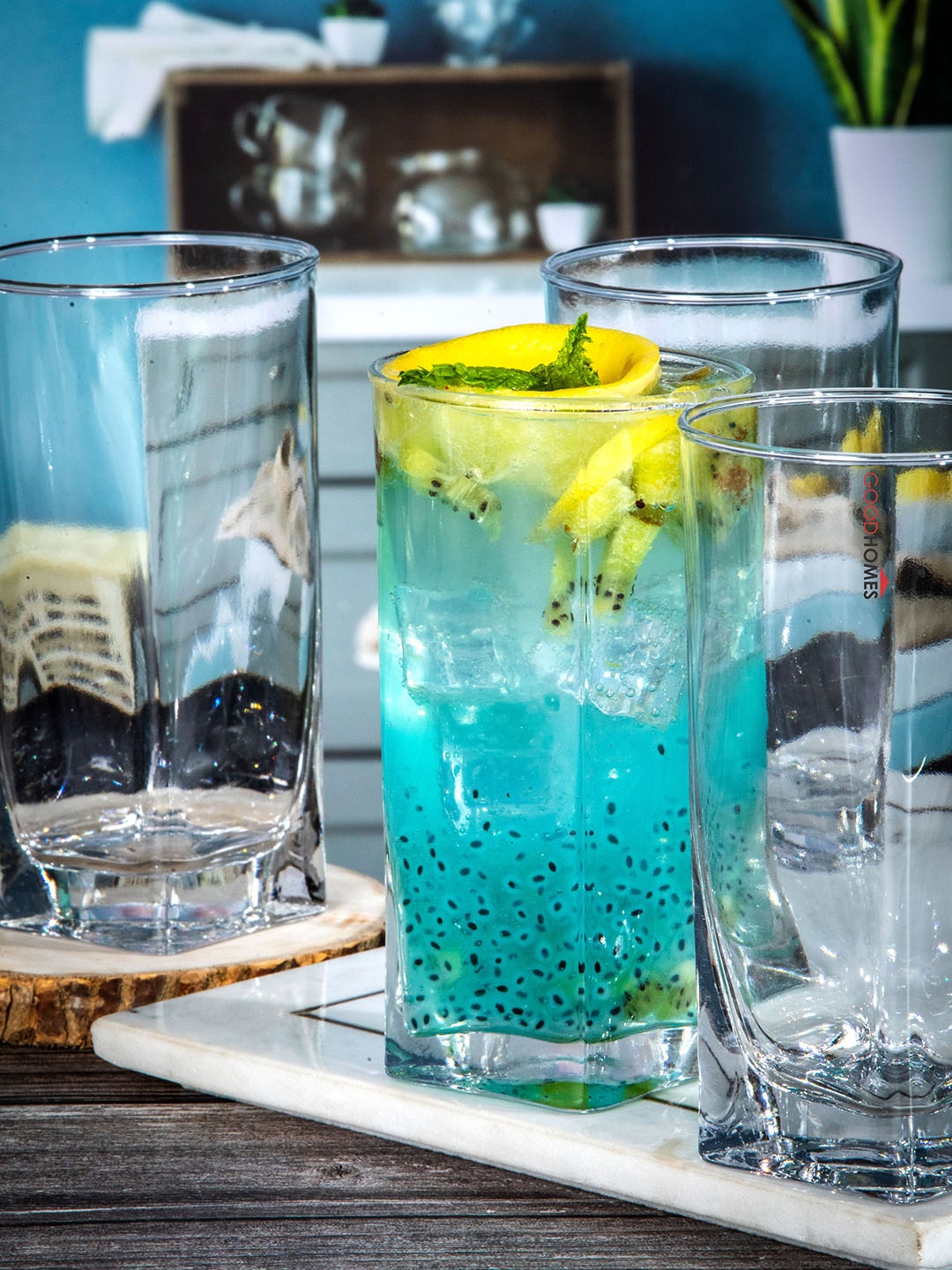 

GOODHOMES Set of 6 Transparent Solid Juice Tumbler Glass
