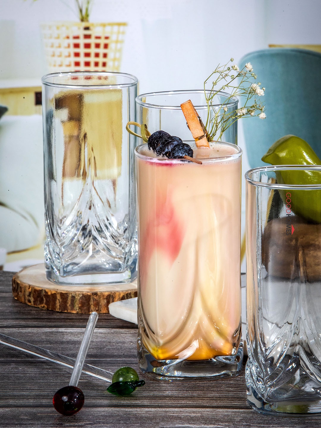 

GOODHOMES Transparent Set of 6 Glass Tower Tumblers