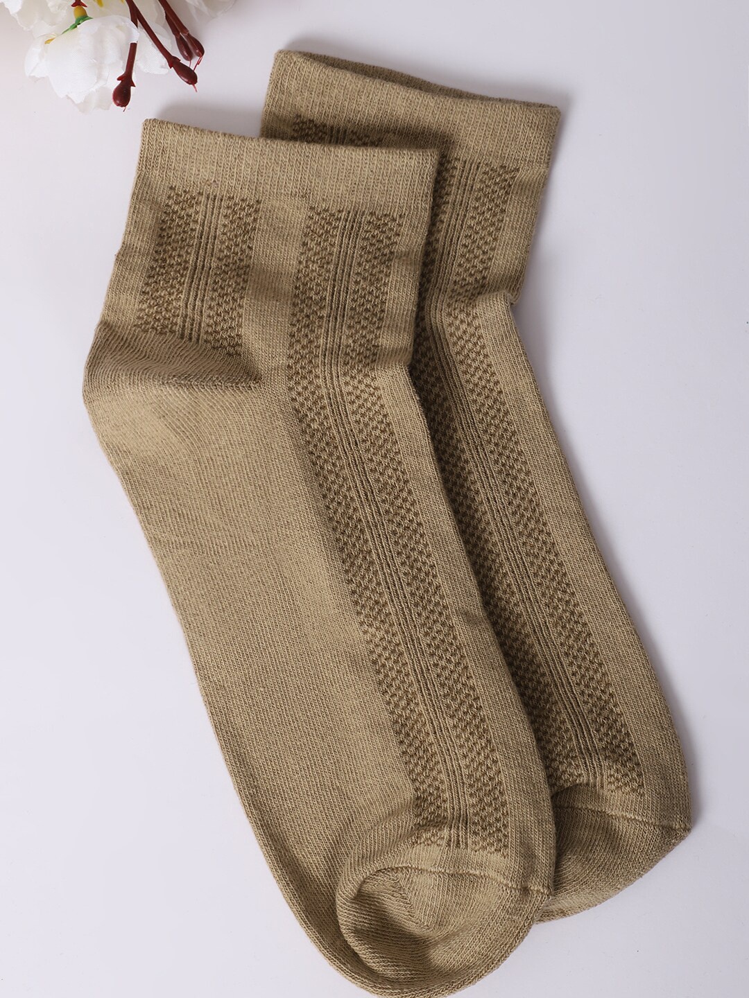 

Cantabil Men Pack Of 5 Solid Cotton Ankle-Length Socks, Beige
