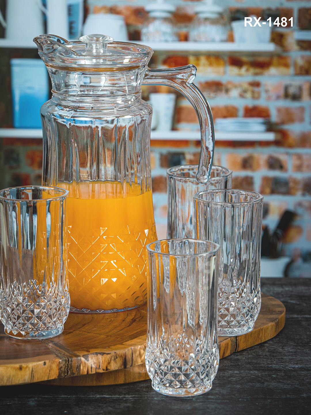 

Roxx Set of 6 Transparent Solid Water Jug & Glasses