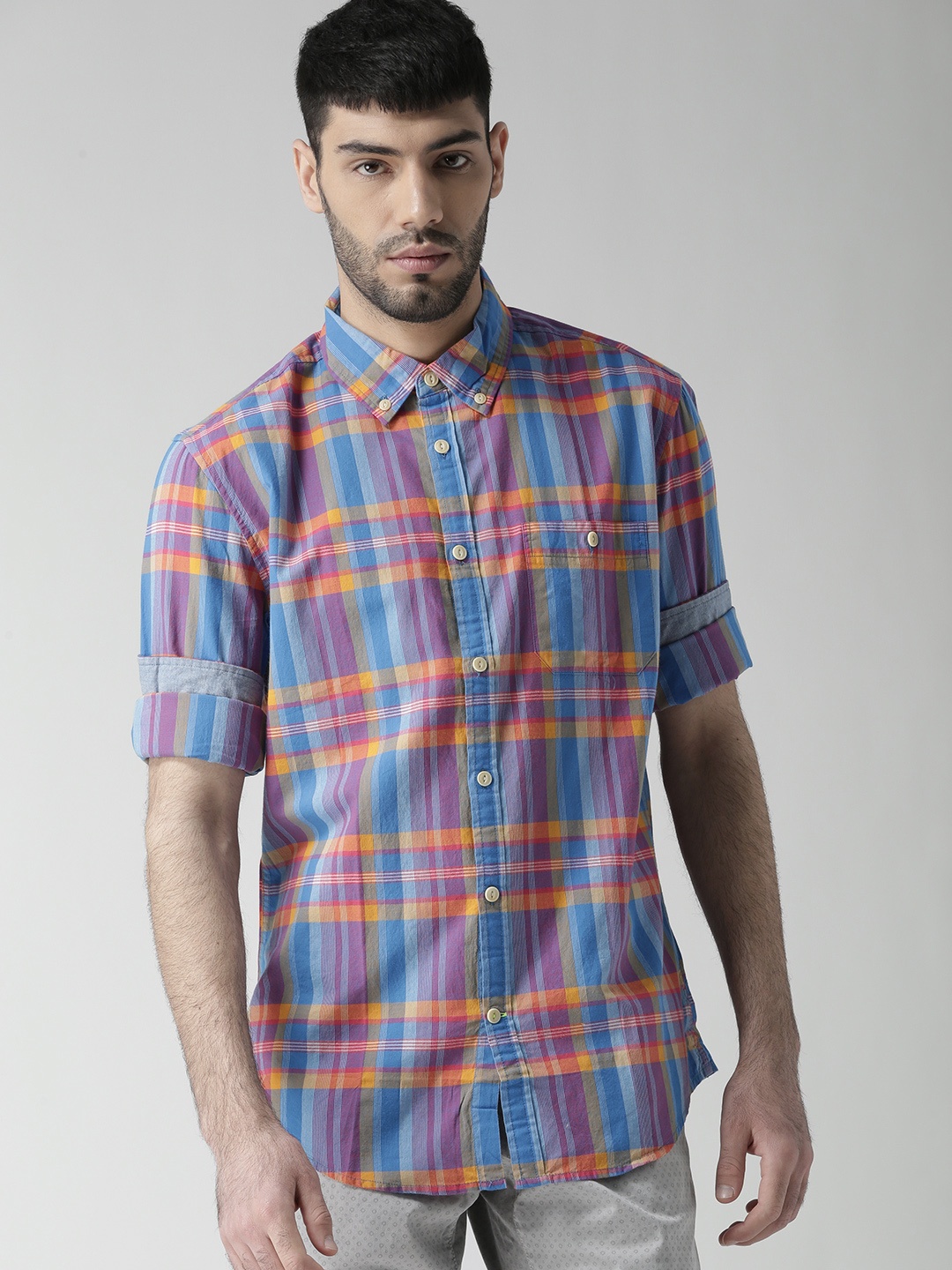 

Tommy Hilfiger Men Multicoloured Checked New York Fit Casual Shirt, Multi