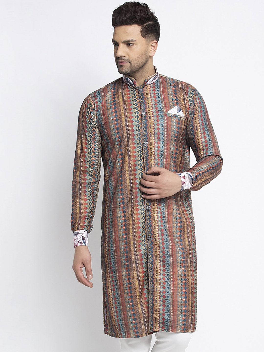 

Benstoke Men Multicoloured Geometric Printed Kurta, Multi
