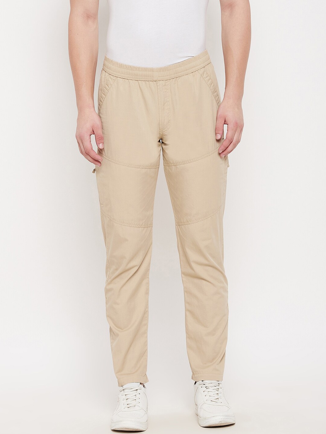 

Okane Men Fawn Brown Solid Cotton Track Pants