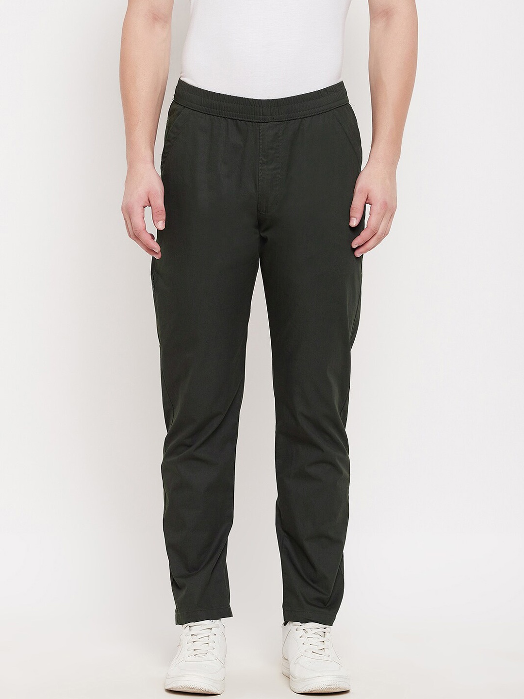 

Okane Men Olive Solid Track Pants