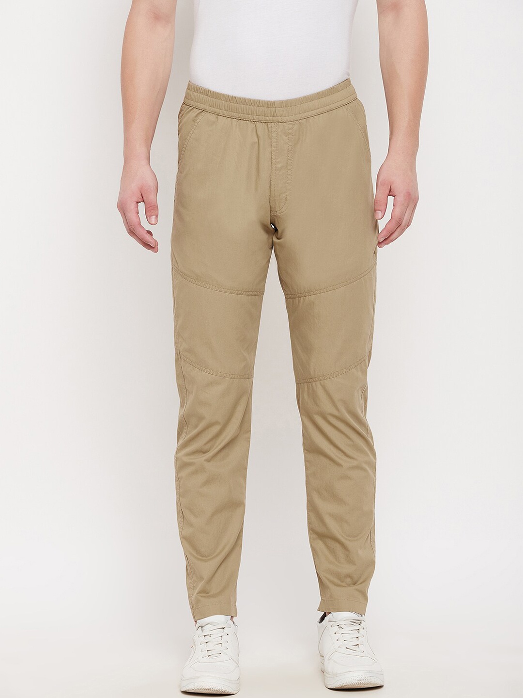 

Okane Men Camel Brown Solid Cotton Track Pants